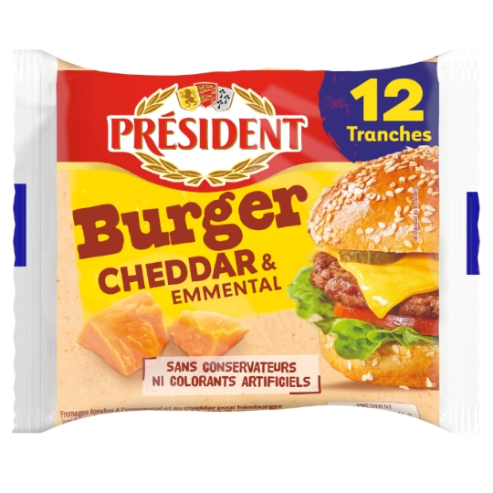 Fromage En Tranches Burger Cheddar Et Emmental PRESIDENT