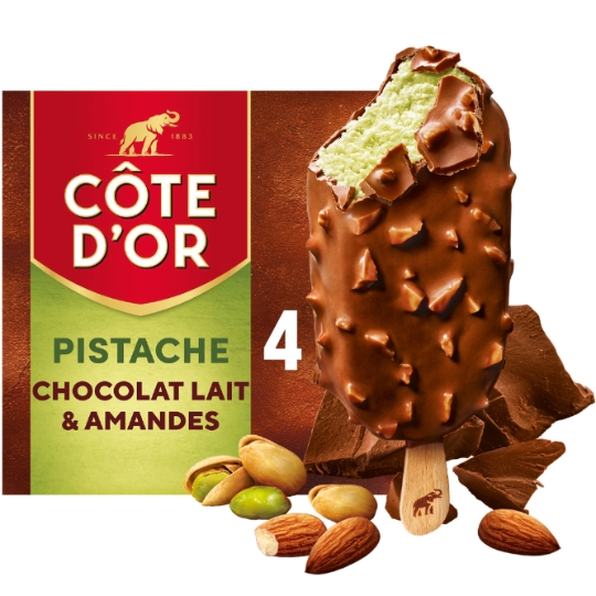 Glaces Bâtonnets Pistache Chocolat et Amandes COTE D'OR