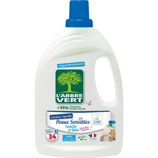 Lessive liquide Peaux Sensibles Hypollergénique Ecolabel L'ARBRE VERT