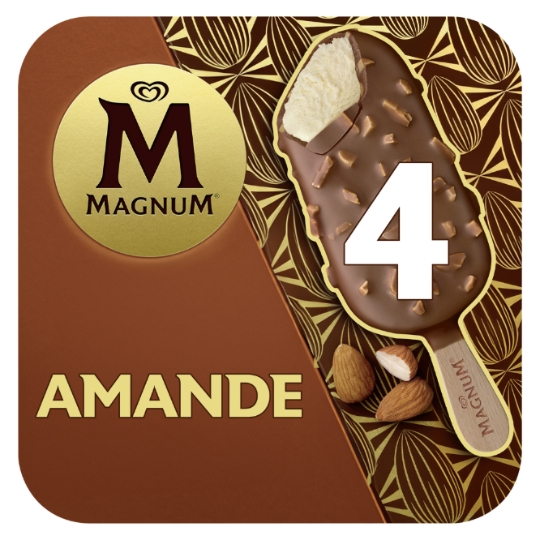 Glaces Bâtonnets Vanille Chocolat et Amandes MAGNUM